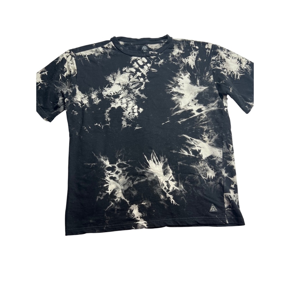 American Stitch Mens Tie Dye T-Shirt Black White Bleach Effect Cotton Small